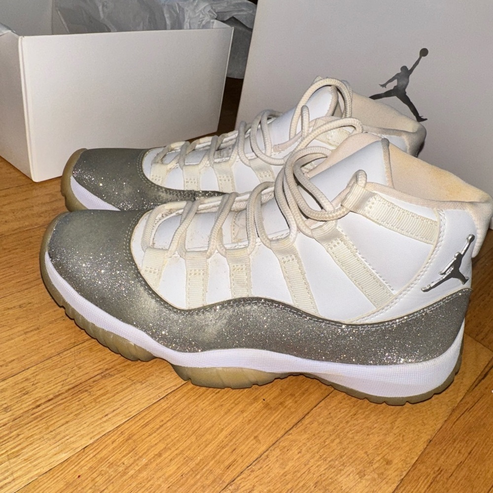 Jordan White and Silver Sneakers Iconic Design